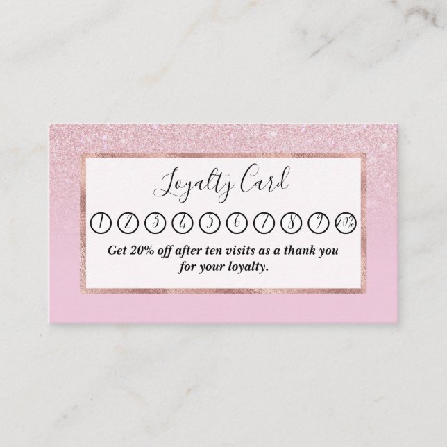 Elegant Girly Dusty Pink Rose Glitzer Ombre Treuekarte (Vorderseite)