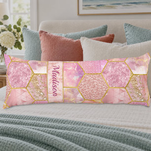 Elegant, girly, falscher Glitter-Roségold-Geometri Seitenschläferkissen