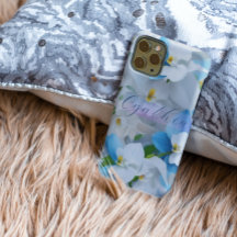 Elegant Girly Floral Blue Custom Personalisiert