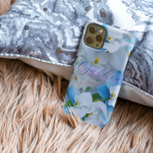 Elegant Girly Floral Blue Custom Personalisiert Case-Mate iPhone Hülle