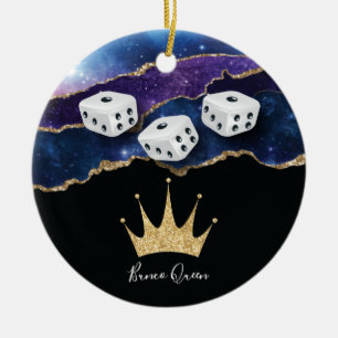 Elegant Girly Glitzer Bunco Dice Queen Keramik Ornament