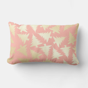 Elegant Girly Gold & Pink Weihnachtsbaummuster Lendenkissen