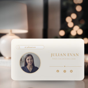 Elegant Girly Instagram Ivory White Business Card Visitenkarte