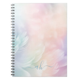 Elegant Girly Mit Monogramm Pastel Rainbow Feather Notizblock