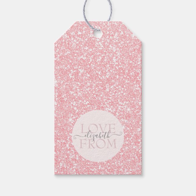 Elegant Girly Pink Glitzer DIY Name Geschenkanhänger (Vorderseite)