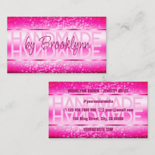 Elegant Girly Pink Luxuriöse Sparkle Glitzer Glam Visitenkarte