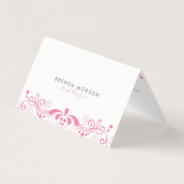Elegant Girly Pink Wirbel Lace Visitenkarten (Vorderseite)