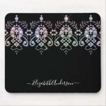 Elegant Girly Schwarz-weiß Monogram Name