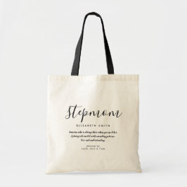 Elegant Girly Script StepMom Quote Tote Bag Tragetasche