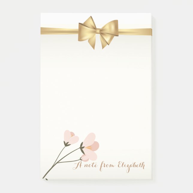 Elegant Girly Stylish, Bow, Blume Post-it Klebezettel (Vorderseite)