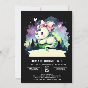 Elegant Girly Triceratops Geburtstag Einladung