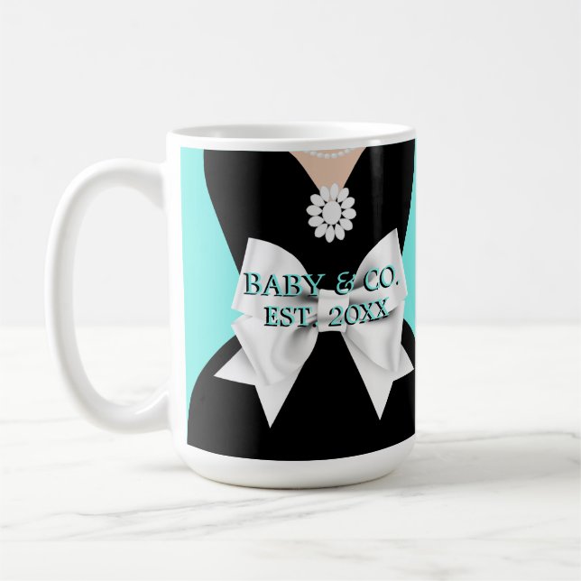 Elegant Glam Aqua Baby & Co Schwangerschaft Mommy  Kaffeetasse (Links)
