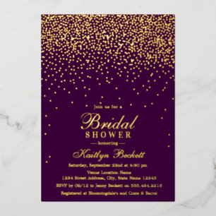 Elegant Glam Confetti Brautparty Real Folieneinladung