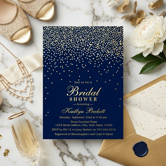 Elegant Glam Confetti Brautparty Real Folieneinladung (Von Creator hochgeladen)