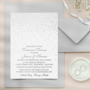 Elegant Glam Confetti Hochzeit Probe Dinner Folieneinladung