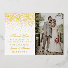 Elegant Glam Confetti Wedding Foto Vielen Dank Folieneinladung