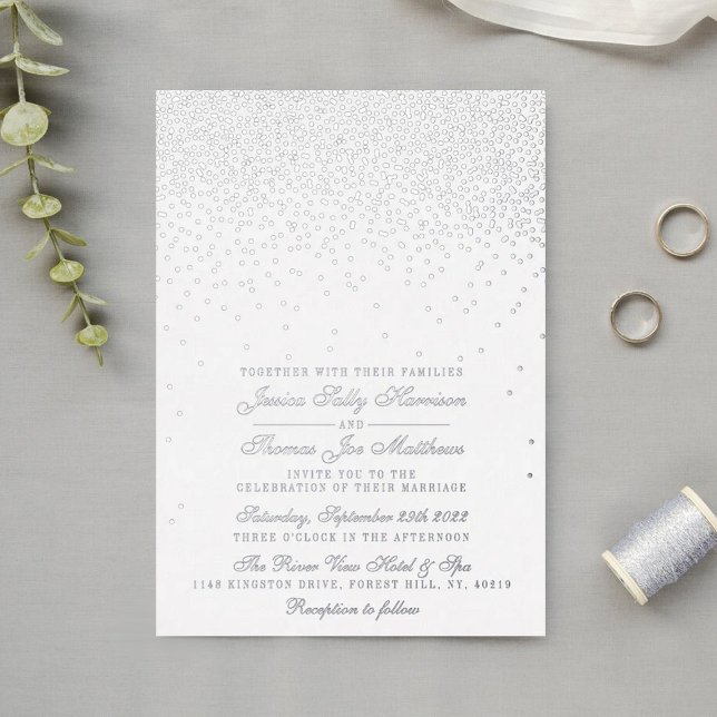 Elegant Glam Confetti Wedding Real Folieneinladung (Von Creator hochgeladen)