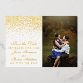 Elegant Glam Confetti Wedding speichern das Datum  Folieneinladung