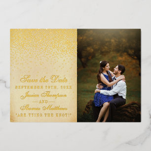 Elegant Glam Confetti Wedding speichern das Datum Folieneinladung