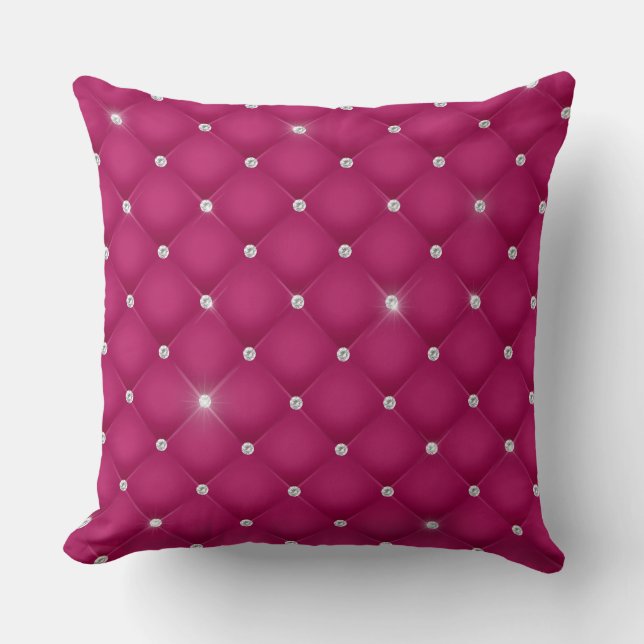 Elegant Glam Glittering Tufted Diamond Crimson Kissen (Vorderseite)