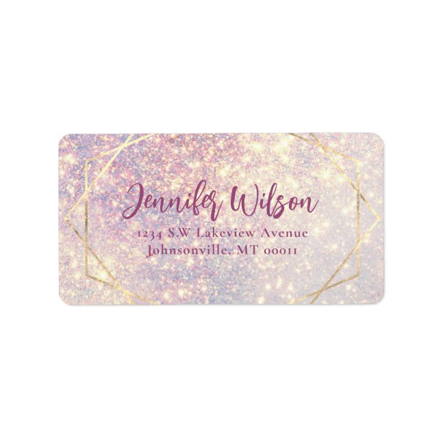 Elegant Glam Glitzer Wedding Address Adressaufkleber (Vorne)