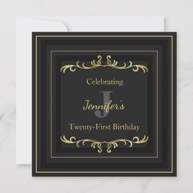 Elegant Glam Gold Einladung zum Geburtstag (Vorderseite)