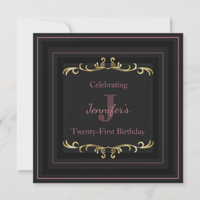 Elegant Glam Gold Einladung zum Geburtstag (Vorderseite)