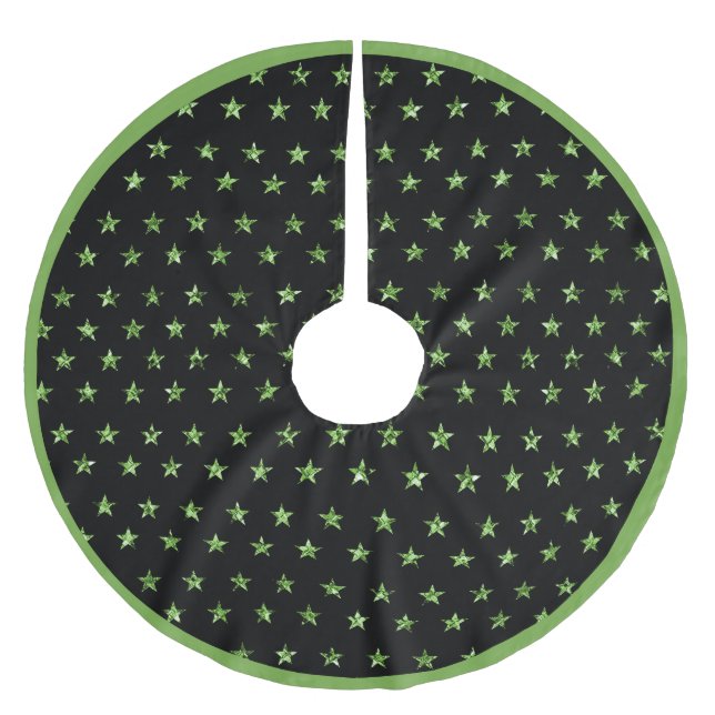 Elegant Glam Green Diamond Stars Sparkle Gems Polyester Weihnachtsbaumdecke (Vorderseite)