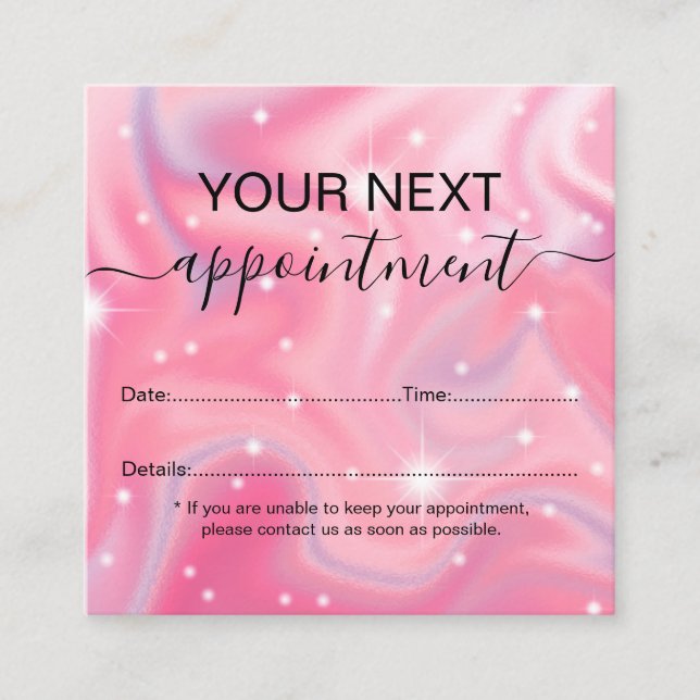 Elegant Glam Iradisent Sparkle Holographic Appo Terminkarte (Vorderseite)