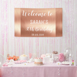 Elegant Glam Rose Gold 30. Geburtstagsgrundierung Banner