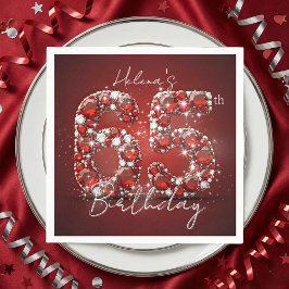 Elegant Glam Ruby Red Gemstones 65th Birthday Serviette