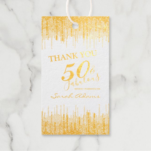 Elegant Glam Silver Gold 50 Fab Birth Real Geschenkanhänger (Vorderseite)
