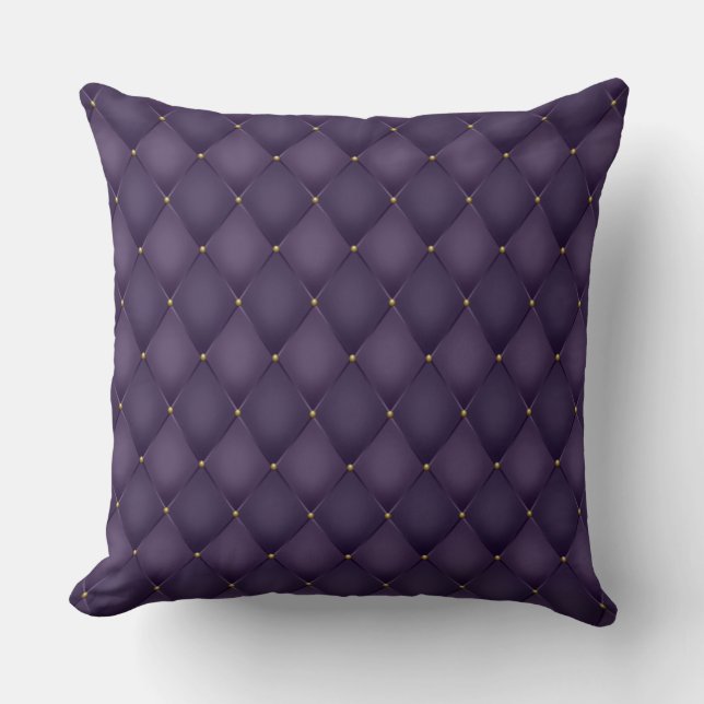 Elegant Glam Tufted Golden Diamond Lila Kissen (Vorderseite)