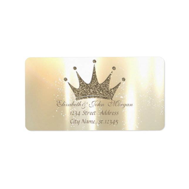 Elegant Glamour Shiny, Glittery Tiara Princess Adressaufkleber (Vorne)