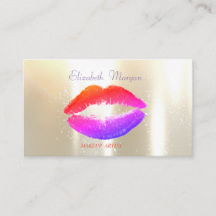 Elegant Glamourös Glänzend, Unechtes Gold, Lippen Visitenkarte