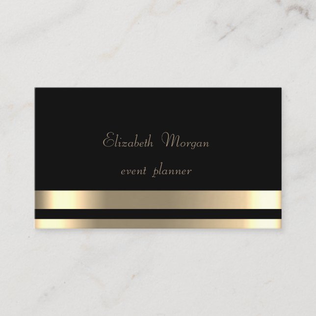 Elegant, glamourös, schick, Streifen, schwarz Visitenkarte (Vorderseite)