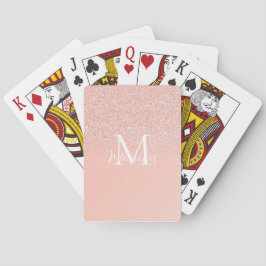 Elegant Glitter Baby Pink Monogram Name Minimal Spielkarten