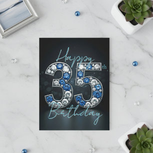 Elegant Glittering Sapphire Diamond 35. Geburtstag Postkarte