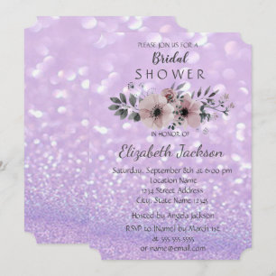 Elegant Glittery Bokeh Floral Brautparty Einladung
