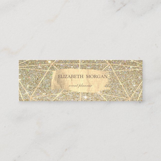 Elegant Glittery Gold Brush Stroke Geometric Mini Visitenkarte (Vorderseite)