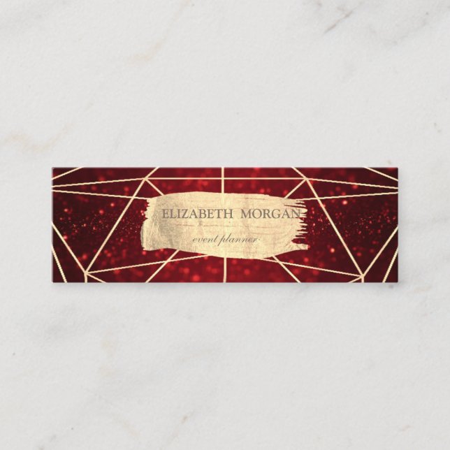 Elegant Glittery Gold Brush Stroke Geometric Mini Visitenkarte (Vorderseite)