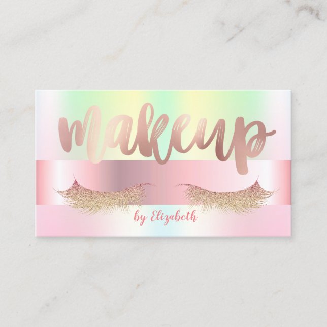Elegant Glittery Lashes, Makeup Artist Iridescent Visitenkarte (Vorderseite)