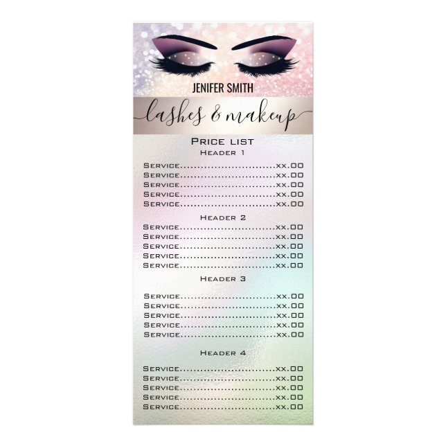 Elegant glittery Make-up Augen holografisch Werbekarte (Vorne)