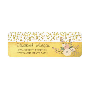 Elegant,Glitzer Herz,Confetti,Flowes AddressLabel