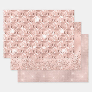 Elegant Glitzy Girly Blush Pink und Silver Geschenkpapier Set