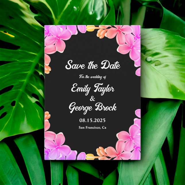 Elegant Glow Neon Lights Rose Boho Floral Wedding Save The Date (Von Creator hochgeladen)