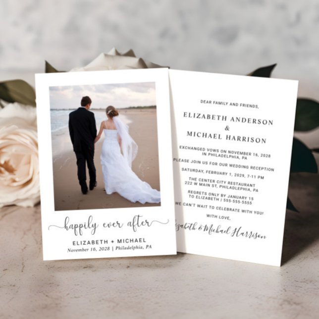 Elegant glücklich immer nach dem Foto Hochzeit Emp Einladung (An elegant Happily Ever After Party Invitation to set the tone for an unforgettable event)