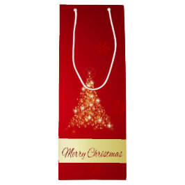 Elegant glühend fröhlicher Weihnachtsbaum Geschenktüte Für Weinflaschen