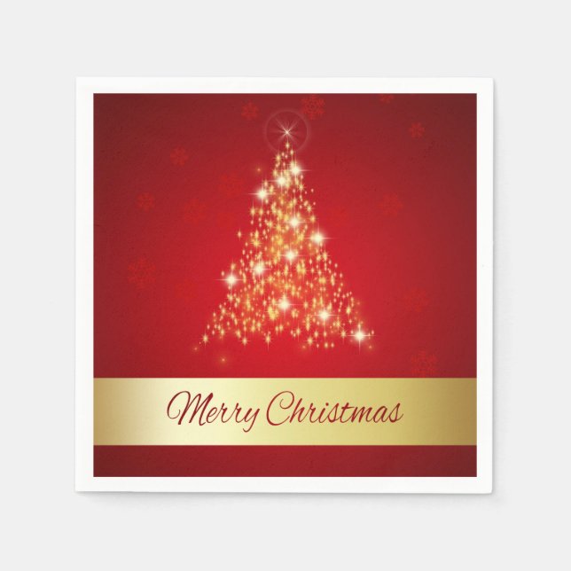 Elegant glühend fröhlicher Weihnachtsbaum Serviette (Vorderseite)