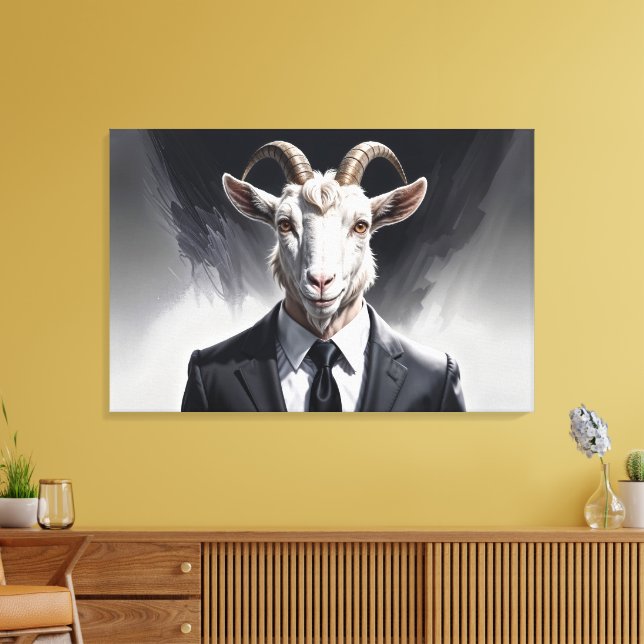 Elegant goat gentleman in formal portrait scene leinwanddruck (Insitu (Wohnzimmer))